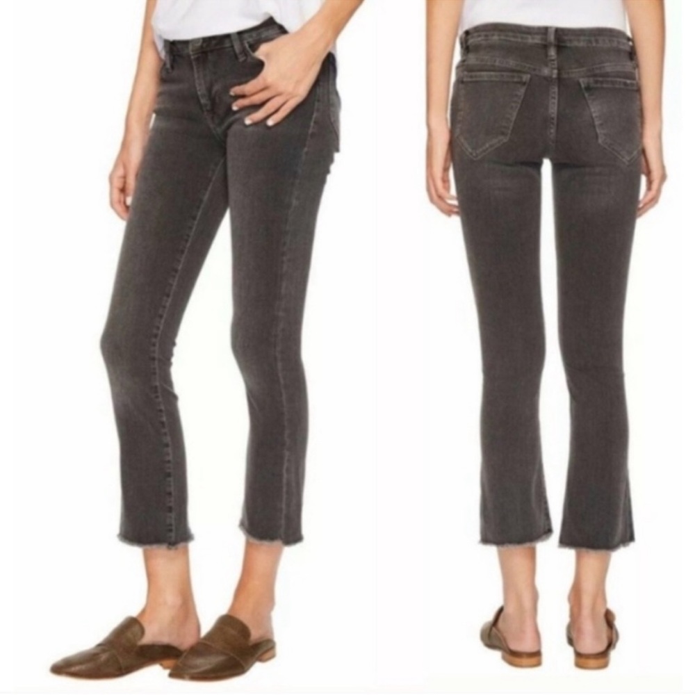 Charcoal free people cropped frayed jeans